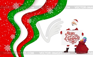 Cartoon santa with banner Christmas paper cut - vector image