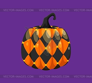 Halloween painted pumpkin with rhombus pattern - vector clipart