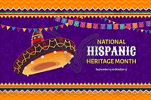 Sombrero hat on Hispanic Heritage Month poster - vector clipart