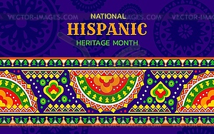 Hispanic Heritage Month banner with floral pattern - vector clipart