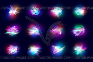 Rainbow crystal lights, prism leak flare effects - vector clipart