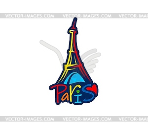 Paris Eiffel tower, France romantic travel symbol - vector clip art