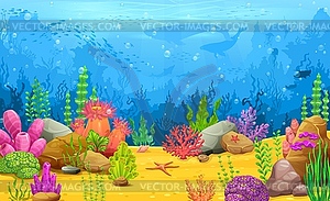 Cartoon underwater landscape, arcade game level - vector image