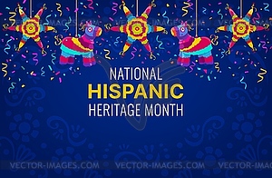 Hispanic Heritage Month banner with holiday pinata - vector image
