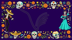 Dia De Los Muertos Day of Dead holiday frame - vector clipart