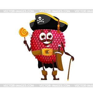 Мультяшный фрукт личи на Хэллоуин в костюме пирата - клипарт в векторе