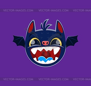 Cartoon halloween bat emoji character - vector image