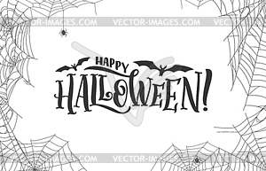 Halloween holiday cobweb and spiders frame, bats - vector clipart