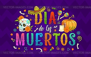 День мертвых Диа де Лос Муэртос мексиканский праздник - стоковый векторный клипарт