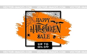 Halloween sale banner with frame, blob, spiders - vector clipart