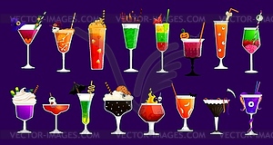 Halloween cocktail drinks, holiday party bar menu - vector clipart