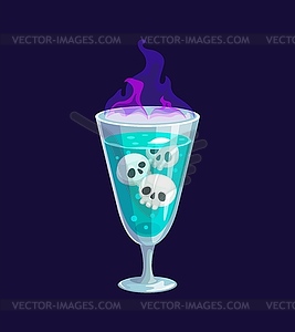 Halloween holiday party cocktail drink with skulls - vector clipart