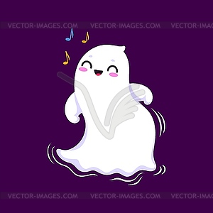 Cartoon Halloween kawaii ghost character dancing - vector clip art