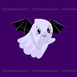 Мультяшный милый кавайный призрак на Хэллоуин, вампир бу - изображение в формате EPS