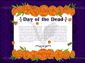 Marigold flowers on Dia De Los Muertos banner - vector clip art