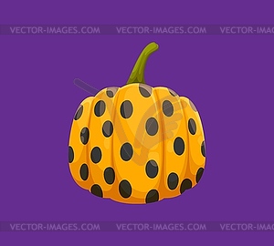 Halloween painted pumpkin with black dots ornament - vector image