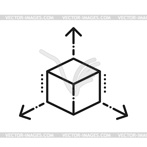 Cube scale with arrows, scalability concept icon - royalty-free vector clipart