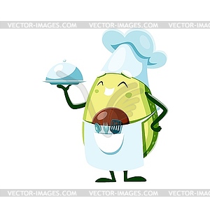 Cartoon avocado chef character ready to serve up - vector image