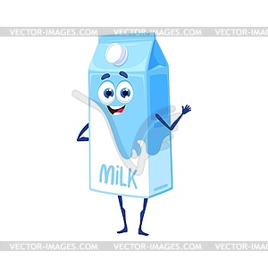 Cartoon milk paper package character - vector image