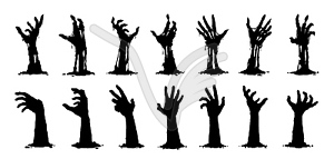 Силуэты рук зомби на Хэллоуин - векторный клипарт EPS
