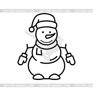 Snowman character Christmas thin line icon - vector EPS clipart