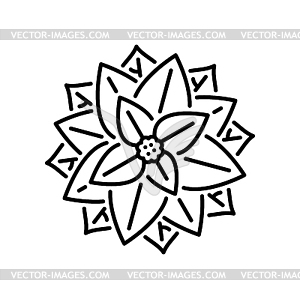 Poinsettia flower Christmas decoration line icon - vector clipart