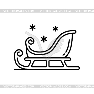 Santa Claus sleigh Christmas holiday line icon - vector image