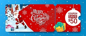 Christmas voucher with coupon, Xmas ticket - vector EPS clipart