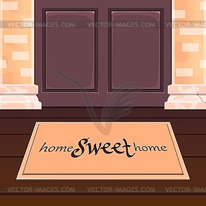 Door welcome mat, entrance doormat or carpet - vector clipart