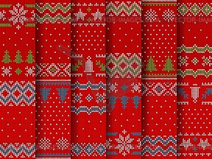 Winter Christmas sweater knit pattern textures - vector image