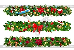 Рождественские еловые ветки, украшение зимнего праздника - изображение в векторе / векторный клипарт