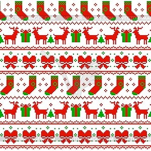 8bit pixel Christmas holiday sweater pattern - stock vector clipart