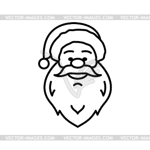 Santa Claus happy face Christmas line icon - vector clipart