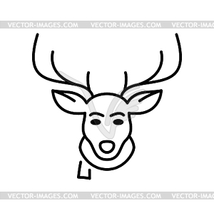 Reindeer character Christmas thin line icon - vector clipart