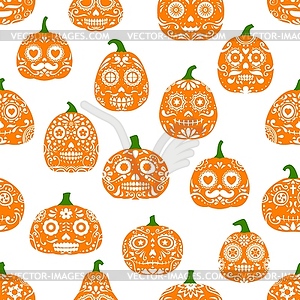 Halloween party mexican pumpkins seamless pattern - vector EPS clipart