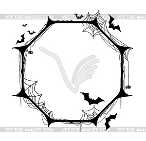 Праздничная черная рамка для Хэллоуина, украшенная шипами - векторное графическое изображение