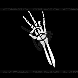 Skeleton hand forms shocker gesture, bony arm - vector clipart