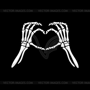 Skeleton hands form heart shape gesture - vector image