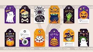 Halloween gift tags, badges set - vector image