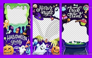 Halloween social media templates for holiday night - vector clip art