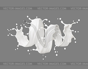 Milk cream or yogurt white wave flow splash 3d - vector clipart