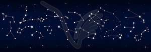 Stars constellation border and night sky map - vector clip art