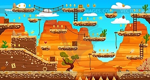 Arcade game level with wild west western platforms - vector clipart