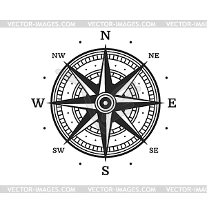 Compass, wind rose sailing or geography symbol - vector clip art