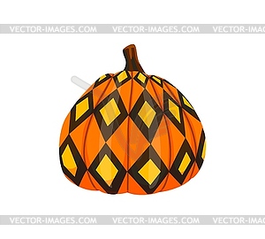 Halloween painted pumpkin with rhombus ornament - vector clipart
