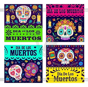 Dia de Los Muertos banners, Mexican papel picado - vector image