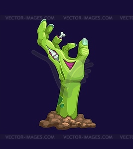 Zombie hand of grave Halloween undead corpse arm - vector image