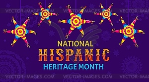 Hispanic heritage month banner with pinata stars - vector clipart