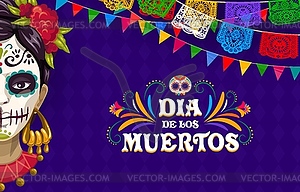 Day of Dead or Dia De Los Muertos holiday banner - vector clip art