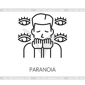 Paranoia, psychological disorder, mental health - vector image